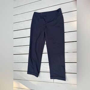 NWOT Nine West Black Classic Straight-Leg Cuffed Stretch High-Rise Trousers, 12P